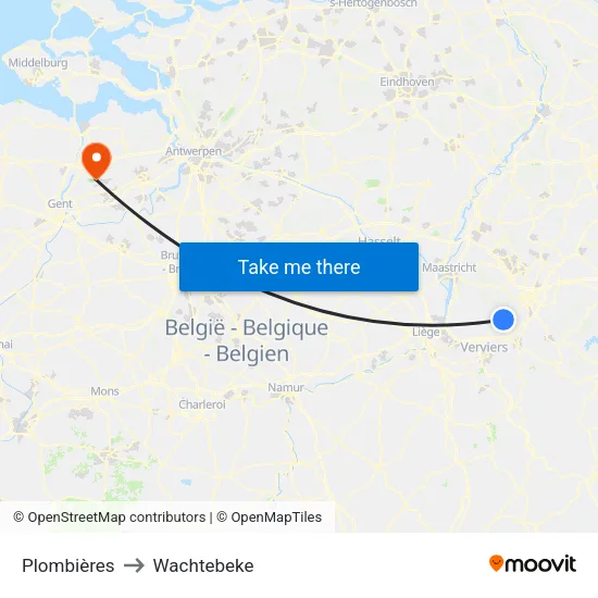 Plombières to Wachtebeke map