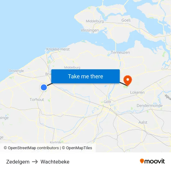 Zedelgem to Wachtebeke map