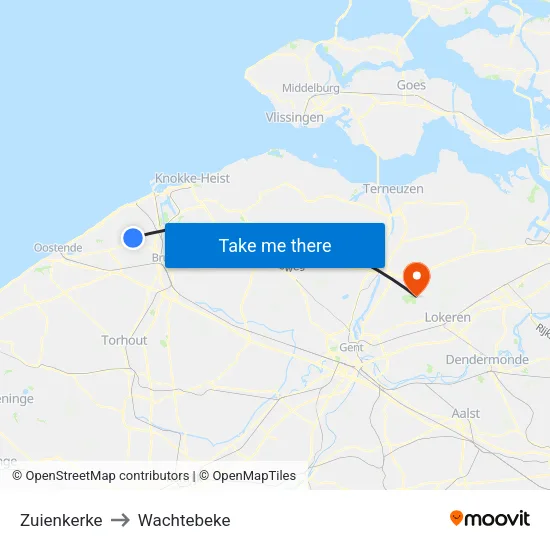 Zuienkerke to Wachtebeke map