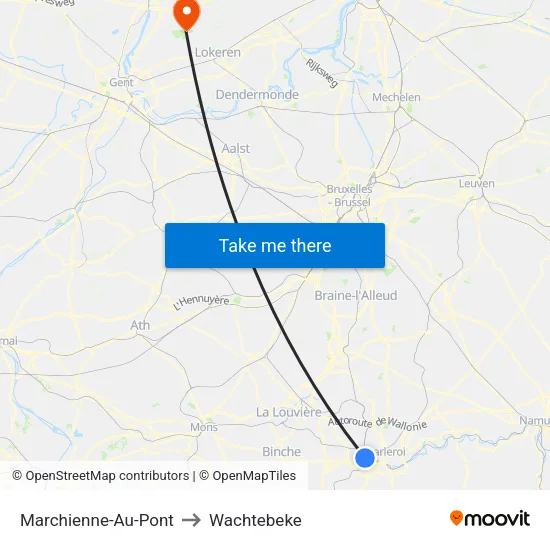 Marchienne-Au-Pont to Wachtebeke map