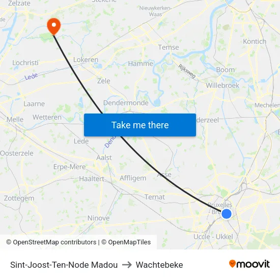 Sint-Joost-Ten-Node Madou to Wachtebeke map