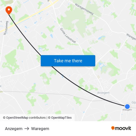 Anzegem to Waregem map