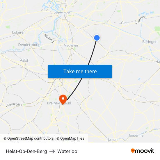Heist-Op-Den-Berg to Waterloo map