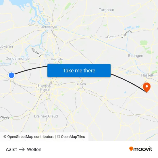 Aalst to Wellen map