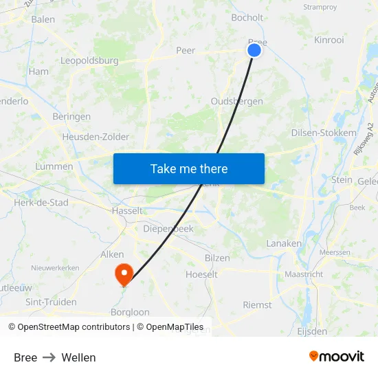 Bree to Wellen map
