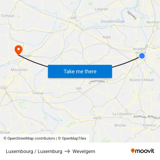 Luxembourg / Luxemburg to Wevelgem map