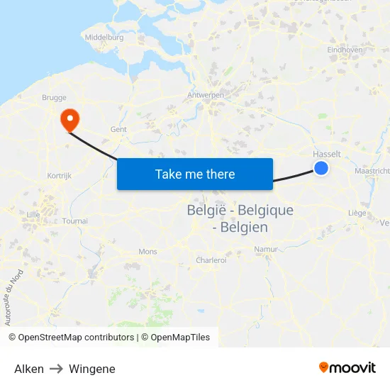 Alken to Wingene map