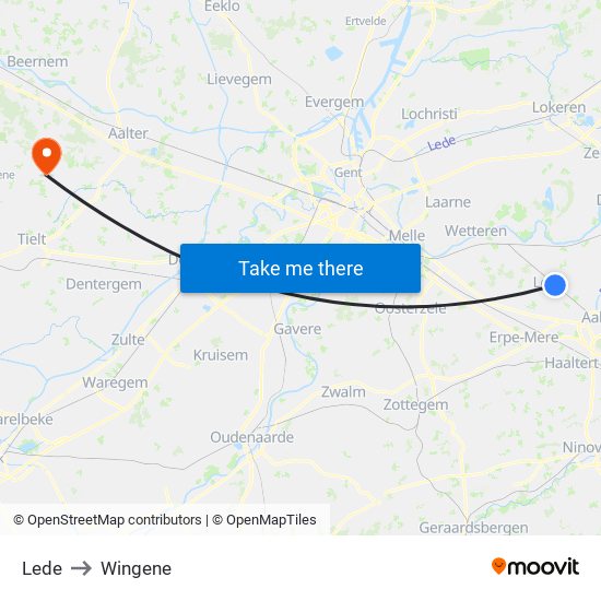 Lede to Wingene map