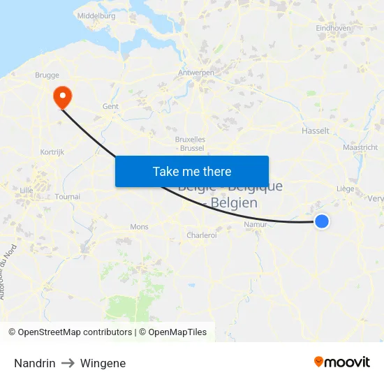 Nandrin to Wingene map