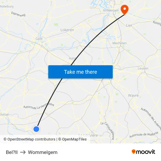 Bel?Il to Wommelgem map