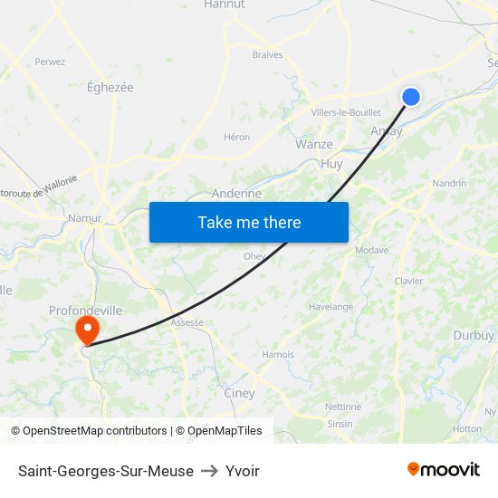 Saint-Georges-Sur-Meuse to Yvoir map