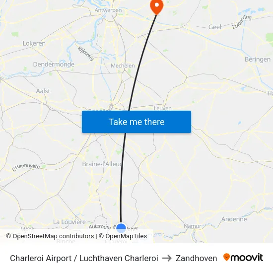 Charleroi Airport / Luchthaven Charleroi to Zandhoven map