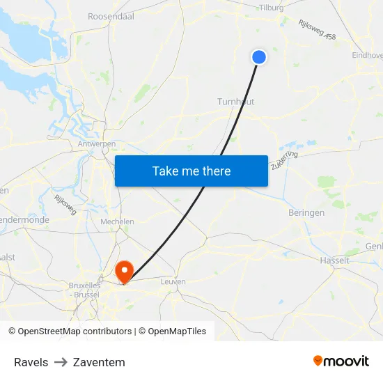 Ravels to Zaventem map