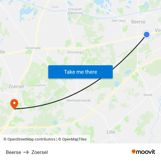 Beerse to Zoersel map