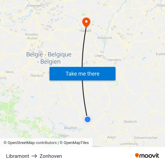 Libramont to Zonhoven map