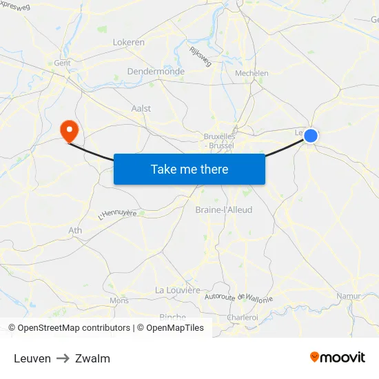 Leuven to Zwalm map