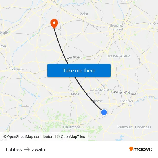 Lobbes to Zwalm map