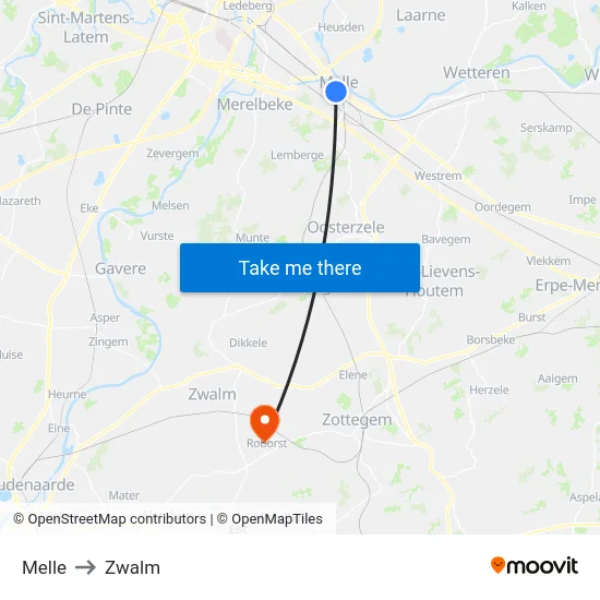 Melle to Zwalm map