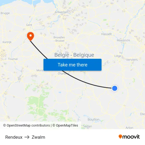 Rendeux to Zwalm map
