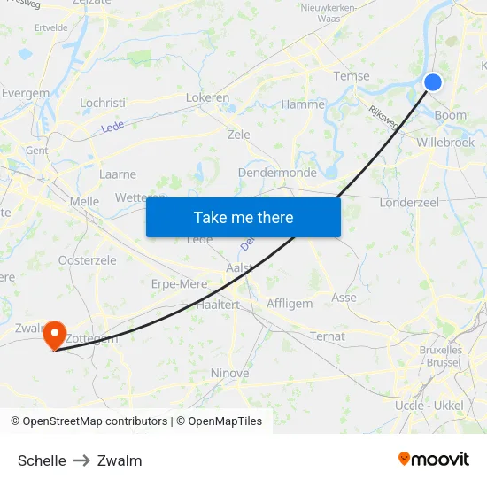 Schelle to Zwalm map