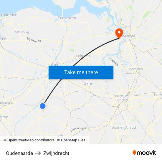 Oudenaarde to Zwijndrecht map