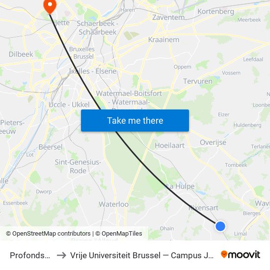 Profondsart to Vrije Universiteit Brussel — Campus Jette map