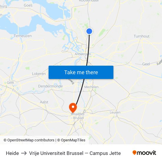 Heide to Vrije Universiteit Brussel — Campus Jette map