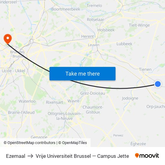 Ezemaal to Vrije Universiteit Brussel — Campus Jette map