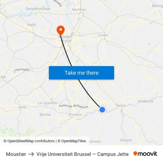 Moustier to Vrije Universiteit Brussel — Campus Jette map