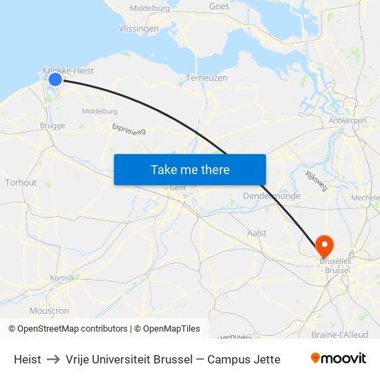 Heist to Vrije Universiteit Brussel — Campus Jette map