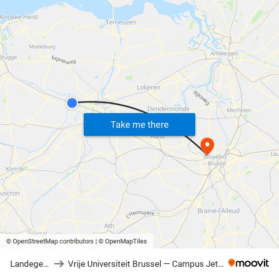 Landegem to Vrije Universiteit Brussel — Campus Jette map