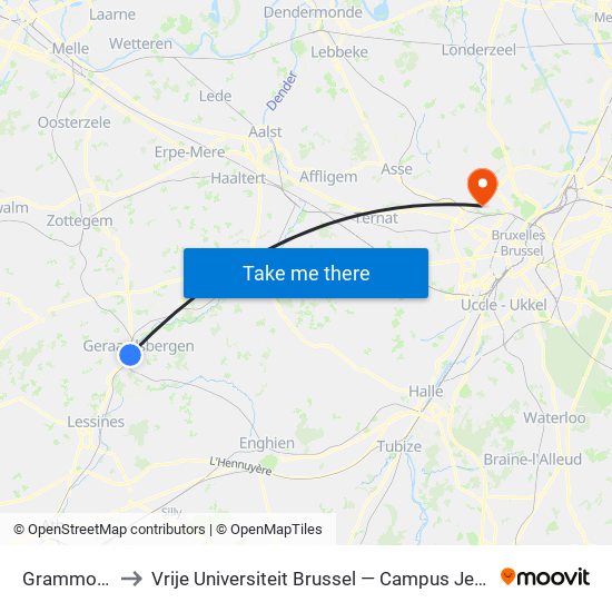 Grammont to Vrije Universiteit Brussel — Campus Jette map