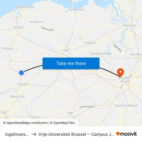 Ingelmunster to Vrije Universiteit Brussel — Campus Jette map