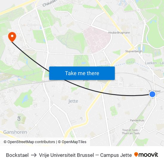 Bockstael to Vrije Universiteit Brussel — Campus Jette map