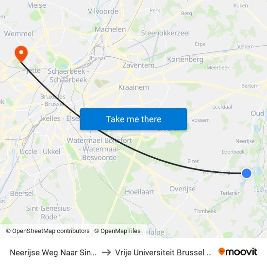 Neerijse Weg Naar Sint-Agatha-Rode to Vrije Universiteit Brussel — Campus Jette map