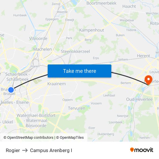 Rogier to Campus Arenberg I map