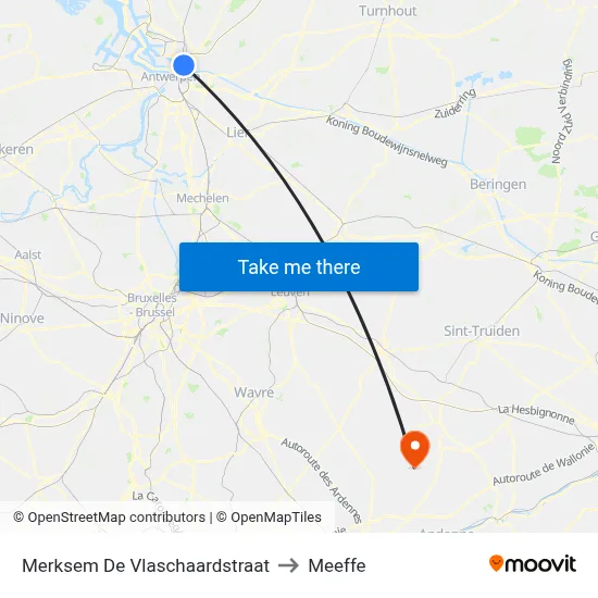 Merksem De Vlaschaardstraat to Meeffe map