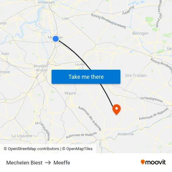 Mechelen Biest to Meeffe map
