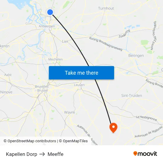 Kapellen Village to Meeffe map