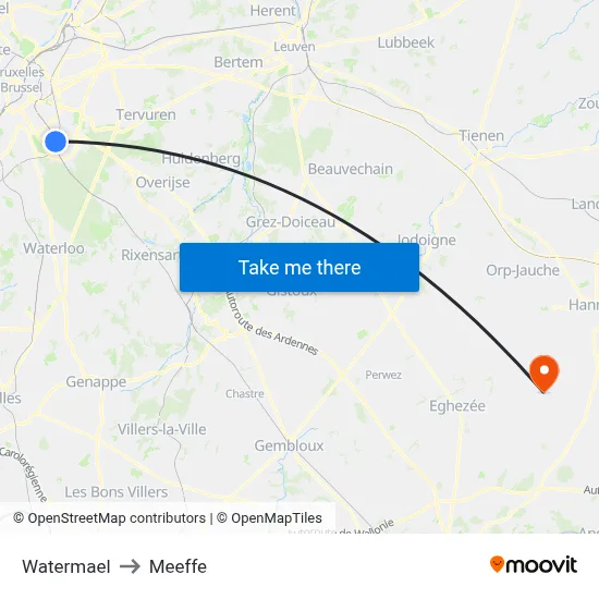 Watermael to Meeffe map