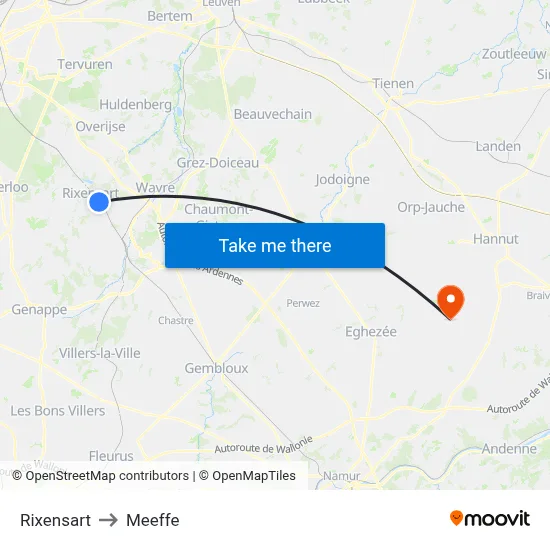 Rixensart to Meeffe map