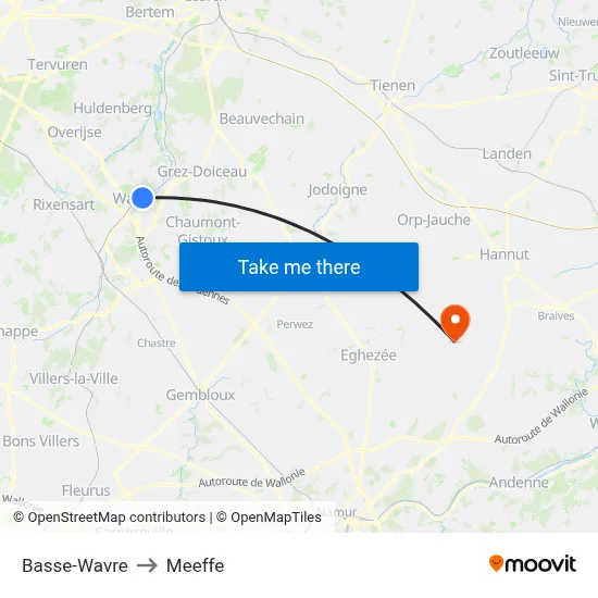 Lower Wavre to Meeffe map
