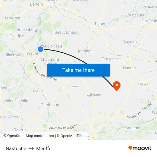Gastuche to Meeffe map