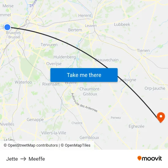 Jette to Meeffe map