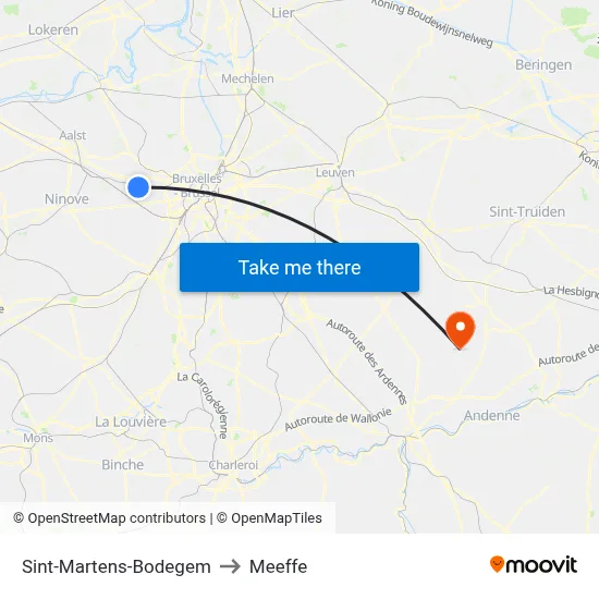 Sint-Martens-Bodegem to Meeffe map