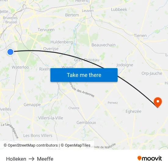 Holleken to Meeffe map