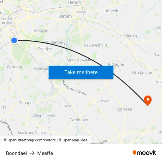 Boondael to Meeffe map