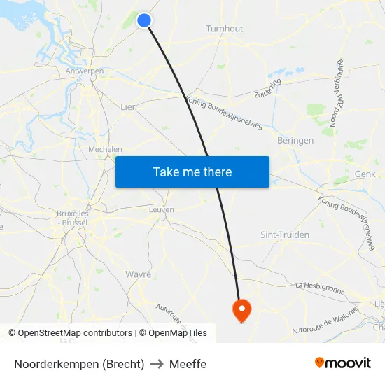 North Kempen (Brecht) to Meeffe map