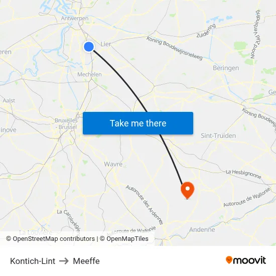 Kontich-Lint to Meeffe map