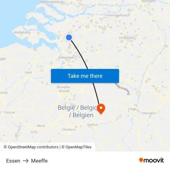Essen to Meeffe map